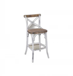 20" Brown And White Iron Bar Chair