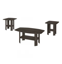Set of Three 36" Oak Coffee Table With Three Shelves