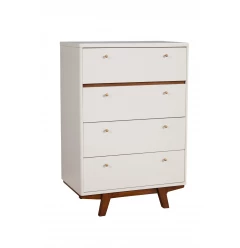 30" Brown and White Solid Wood Four Drawer Chest