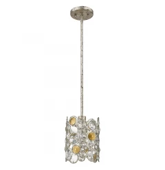 Vitozzi 1-Light Antique Silver Leaf Pendant