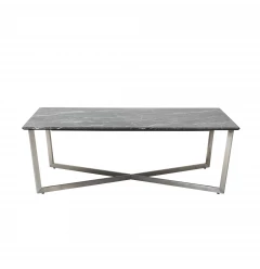 47" Black And Silver Faux Marble Rectangular Coffee Table