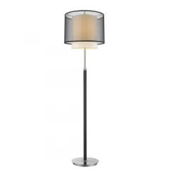 62" Chrome Traditional Shaped Floor Lamp With Black And White Drum Shade