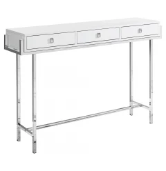 48" White and Silver Console Table And Drawers