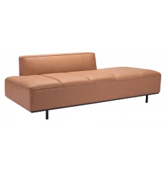 79" Brown Faux Leather Sofa With Black Legs