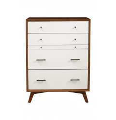 38" Brown and White Solid Wood Four Drawer Chest