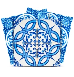 4" X 4" Blue and White Medi Peel And Stick Tiles