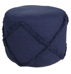18" Blue 100% Cotton Ottoman