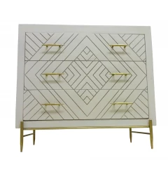 38" Ivory Solid Wood Three Drawer Dresser
