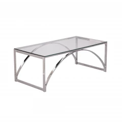 48" Chrome Glass And Metal Rectangular Coffee Table