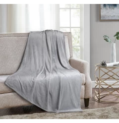 Grey Solid Anti Microbial Oversized Throw