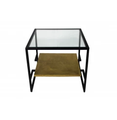 22" Bronze And Clear Glass Square End Table With Shelf