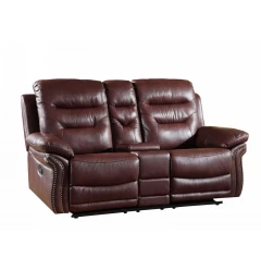 75" Burgundy Faux Leather Manual Reclining Loveseat With Storage