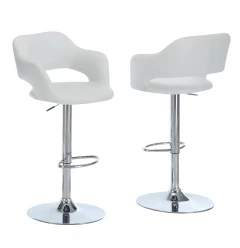 24 " White And Silver Metal Low Back Bar Height Bar Chair