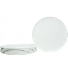 White Six Piece Round Coupe Porcelain Service For Six Dinner Plate Set