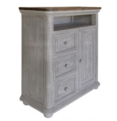39" Gray Solid Wood Three Drawer Chest
