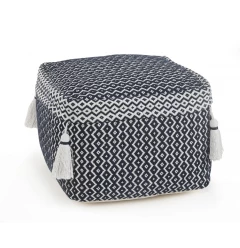 18" Blue 100% Cotton Ottoman