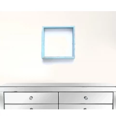 Set Of 3 Square Robins Egg Blue Reclaimed Wood Open Box Shelve