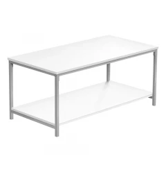 40" White And Silver Metal Coffee Table