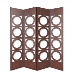 84" Brown Solid Wood Folding Four Panel Screen Room Divider