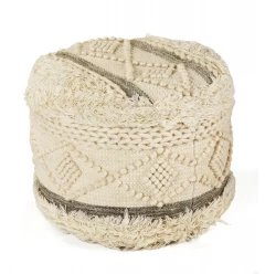 18" Cream Wool Ottoman
