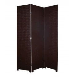 1 X 52 X 71 Brown Criss Cross Faux Leather  Screen