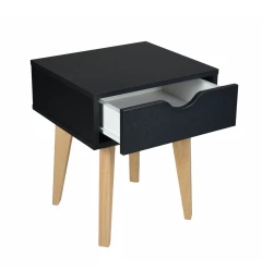 18" Black One Drawer Nightstand