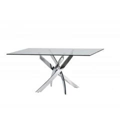 Glass steel rectangular dining table suitable for outdoor and indoor use