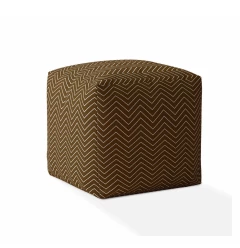 17" Brown Cotton Chevron Pouf Ottoman