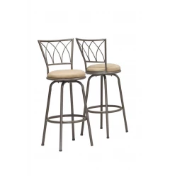 Set of Two 30 " Beige And Gray Metal Bar Chairs