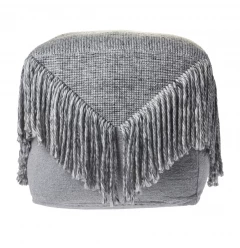 18" Gray Wool Ottoman