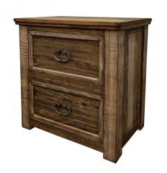 28" Wood Brown Two Drawer Nightstand