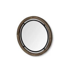 Wood black metal frame wall mirror for home decor