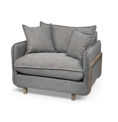 42" Gray Linen Arm Chair