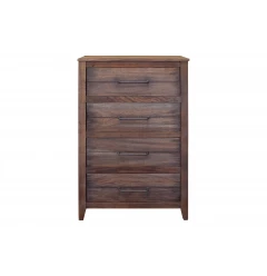 35" Brown Solid Wood Four Drawer Chest
