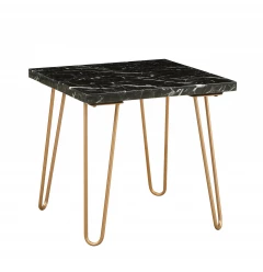 Black Marble And Gold Geometric End Table