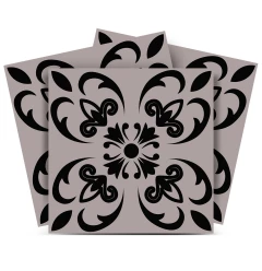 8" X 8" Black And White Orchid Peel And Stick Removable Tiles