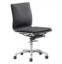 Black and Silver Adjustable Swivel Metal Rolling Executive Office Chair