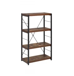 black metal wood tier etagere bookcase with shelves and hardwood frame