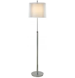 62" Chrome Traditional Shaped Floor Lamp With White Empire Shade
