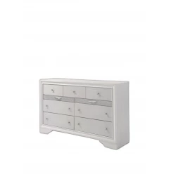 63" White Manufactured Wood Nine Drawer Triple Dresser