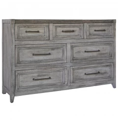 62" Brown Solid Wood Seven Drawer Double Dresser