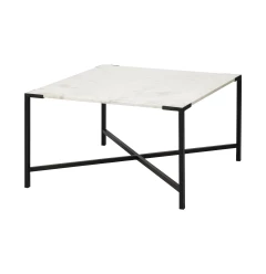 30" Brown And Black Solid And Manufactured Wood And Metal Square Coffee Table