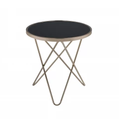 Mod Black Glass And Geo Gold End Table