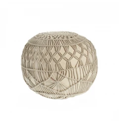 20" Cream 100% Cotton Ottoman
