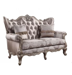 68" Pink And Platinum Silk Blend Loveseat and Toss Pillows