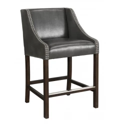 " Black And Brown Solid Wood Low Back Counter Height Bar Chair