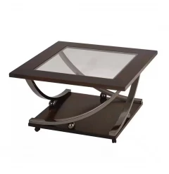 36" Black Nickel And Clear Glass Square Coffee Table With Shelf
