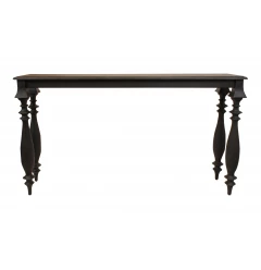 54" Black Solid Wood Distressed Console Table