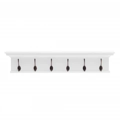 39" Classic White Wood Six Hook Hanging Coat Rack