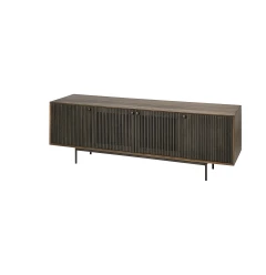 20" Brown Solid Wood Cabinet Enclosed Storage TV Stand